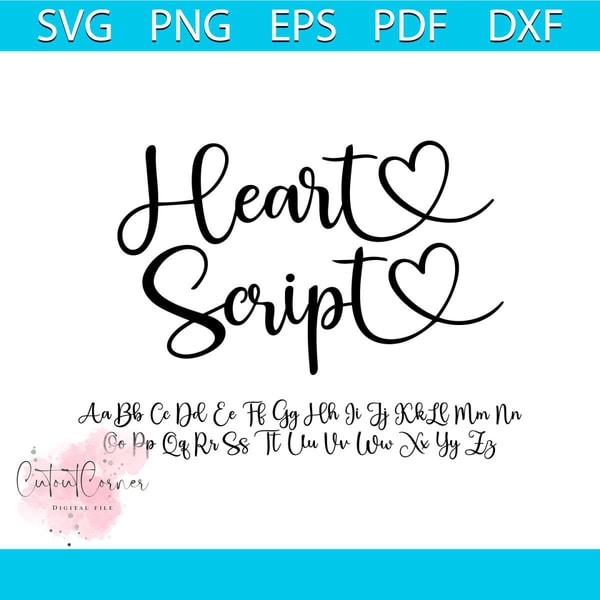 Heart Script Font, Script Font, Font with Hearts, Font with | Inspire ...