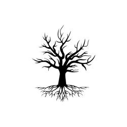bare tree svg, silhouette bare tree, cricut file, bare tree nature woods svg instant download, template, clip art digita