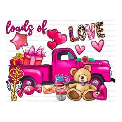 loads of love png, valentine truck png, truck, valentine sublimation png, valentine gnome,heart,valentine's day,digital