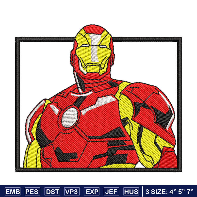 Iron man embroidery design, Marvel embroidery, Anime design, Embroidery shirt, Embroidery file,Digital download.jpg