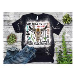 stay wild designs downloads, bull skull sublimation, western png, western clipart, t-shirt design, stay wild png, stay w