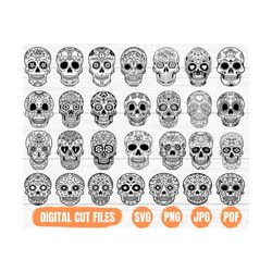 floral skull svg | flower skull svg | sugar skull silhouette | skull clipart | sugar skull png | sugar skull cut file |