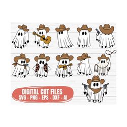 cute cowboy ghost svg, boo svg, cute halloween svg, files for cricut, ghost outline, cute ghost clipart, spooky season s