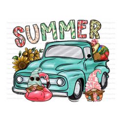 summer gnome truck png file, western png, summer, gnome, sunflower, truck png, i love summer, digital download, western