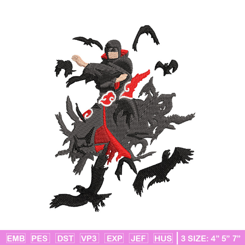 Itachi crow embroidery design, Naruto embroidery, embroidery file, anime design, anime shirt, Digital download.jpg