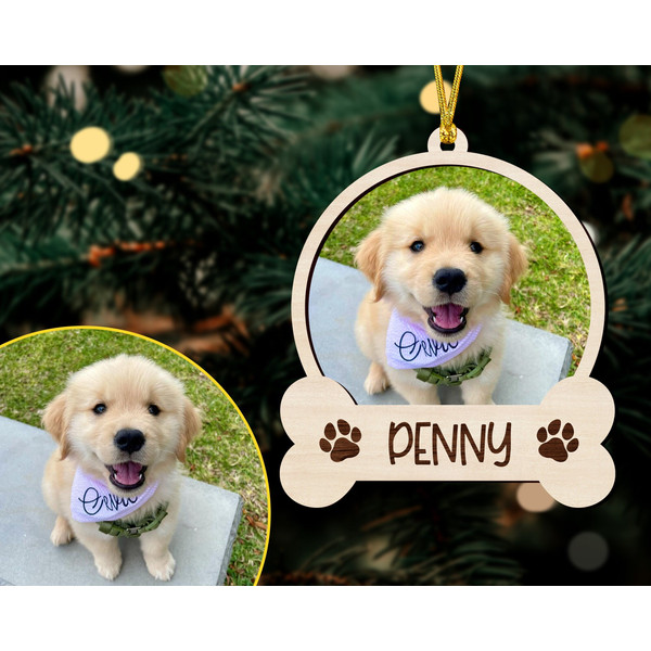 Dog Bone Ornament, Custom Dog Photo Ornament, Custom Pet Photo Ornament, Dog Memorial Ornament, Custom Picture Ornament, Pet Portrait Gifts - 1.jpg