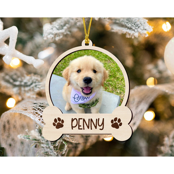 Dog Bone Ornament, Custom Dog Photo Ornament, Custom Pet Photo Ornament, Dog Memorial Ornament, Custom Picture Ornament, Pet Portrait Gifts - 2.jpg