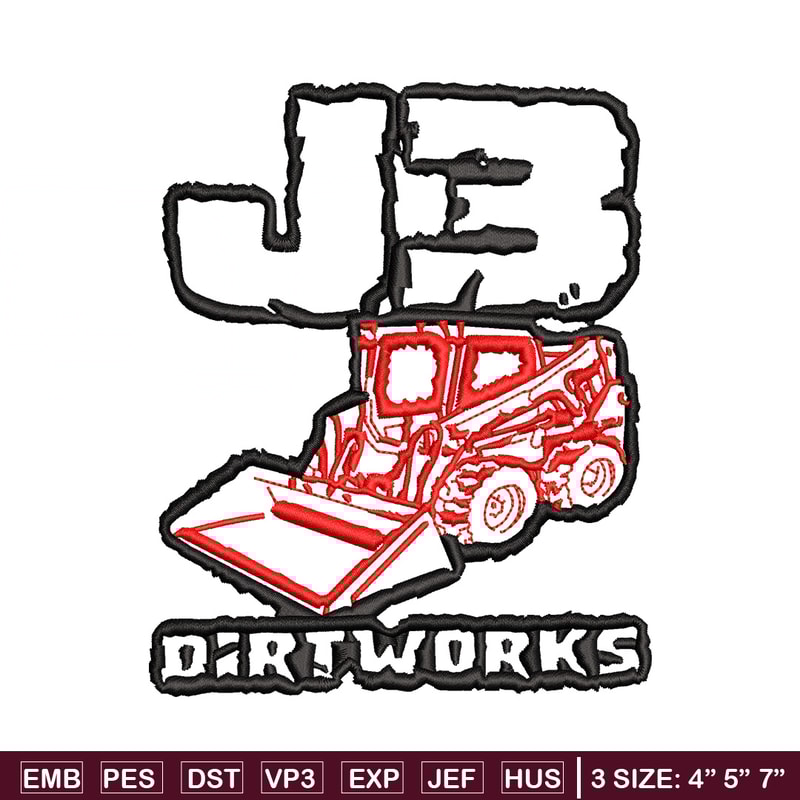 J3 dirtworks embroidery design, Logo embroidery, Embroidery file, Embroidery shirt, Emb design, Digital download.jpg
