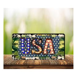 western usa with american flag license plate png sublimation design, camouflage usa license plate png, 4th of july png,
