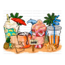 summer vibes coffee cups png sublimation design download, hello summer png, coffee love png, summer fruits png, sublimat