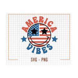 america vibes flag smile face svg, png, 4th of july svg, usa sublimation, america png, 4th of july shirt design, retro s