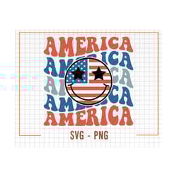 america stacked svg png, retro america smiling svg, retro usa svg, 4th of july svg, independence day svg, cut file, subl