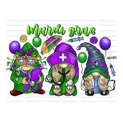 mardi gras gnome png, mardi gras nurse, nurse life,nurse gnome,sublimation design,mardi gras png,fleur de lis png,gnome