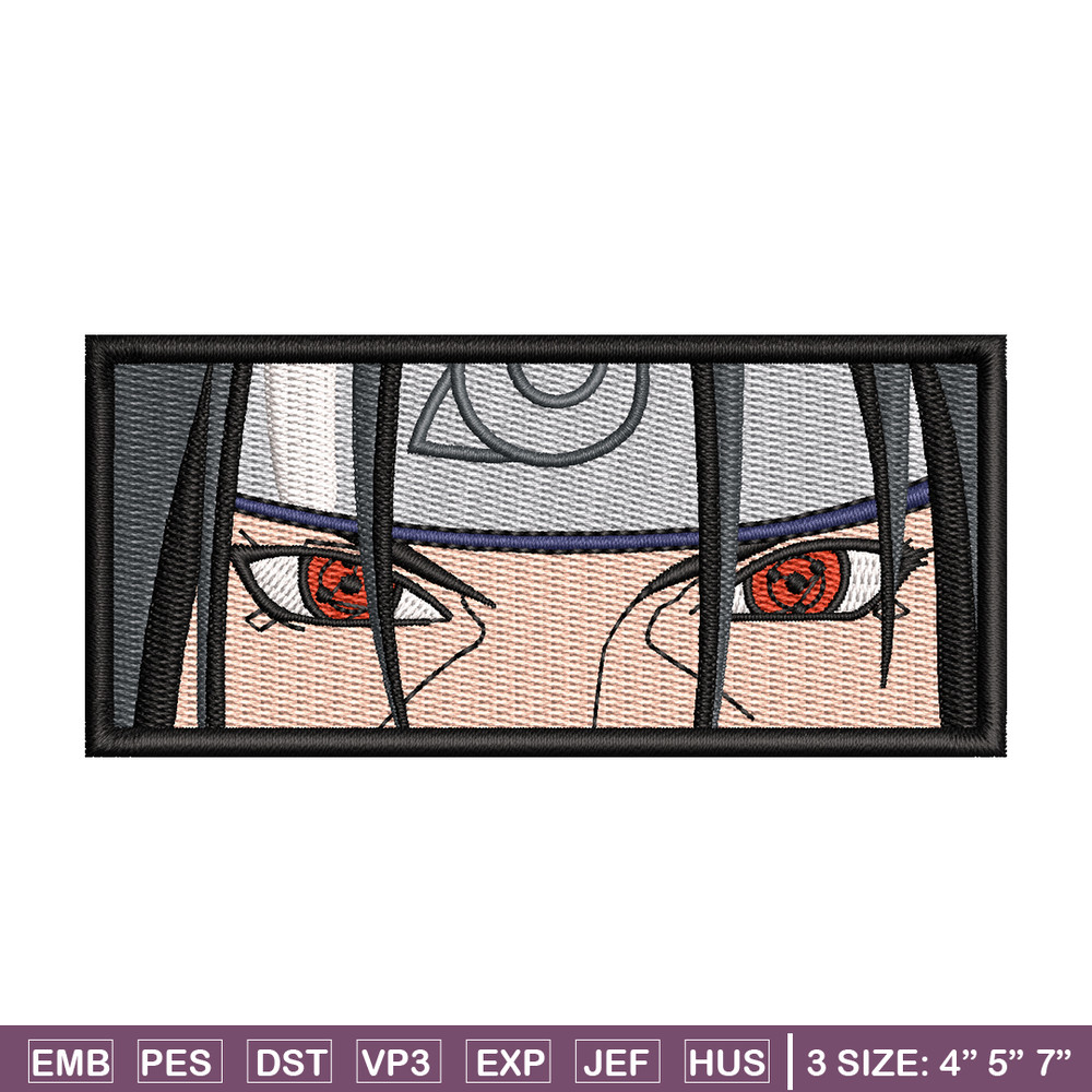 Itachi Rectangle embroidery design, Naruto embroidery, anime design, embroidery file, anime shirt, Digital download.jpg