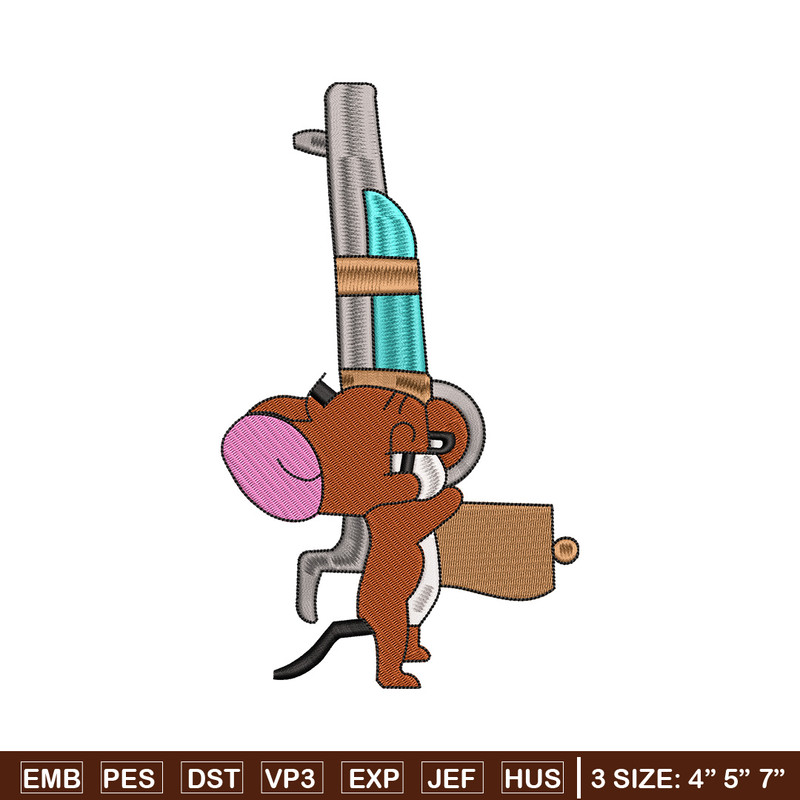 Jerry gun embroidery design, Cartoon embroidery, Embroidery file, Embroidery shirt, Emb design, Digital download.jpg