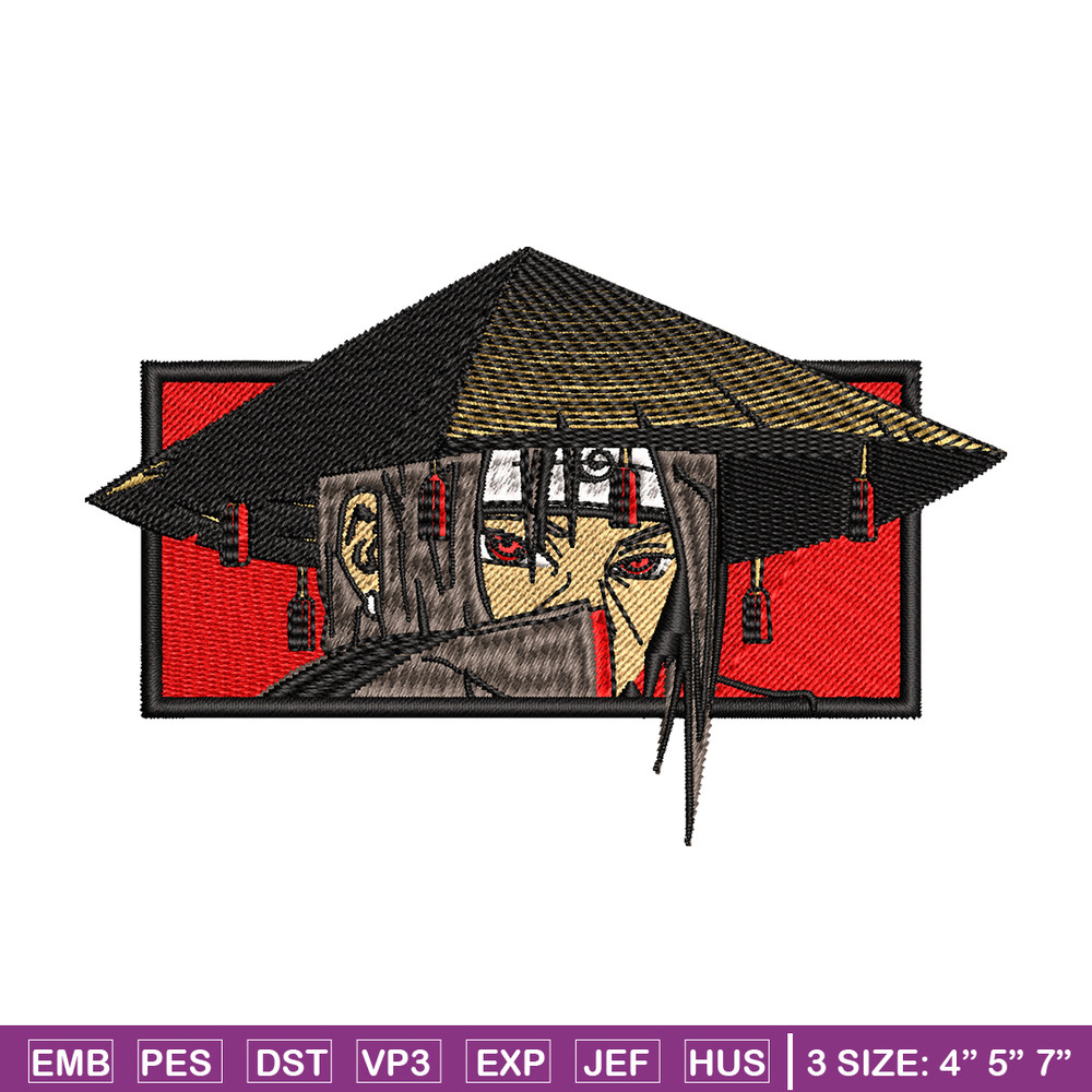 Itachi Rectangle embroidery design, Naruto embroidery, embroidery file, anime design, anime shirt, Digital download.jpg