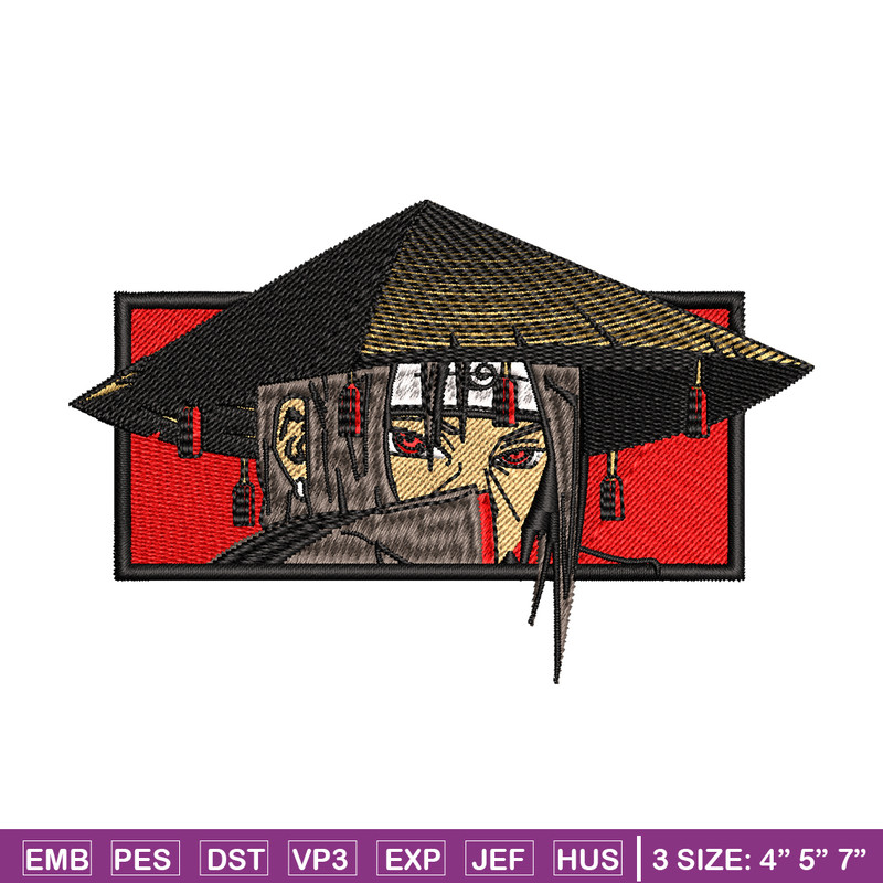 Itachi Rectangle embroidery design, Naruto embroidery, embroidery file, anime design, anime shirt, Digital download.jpg