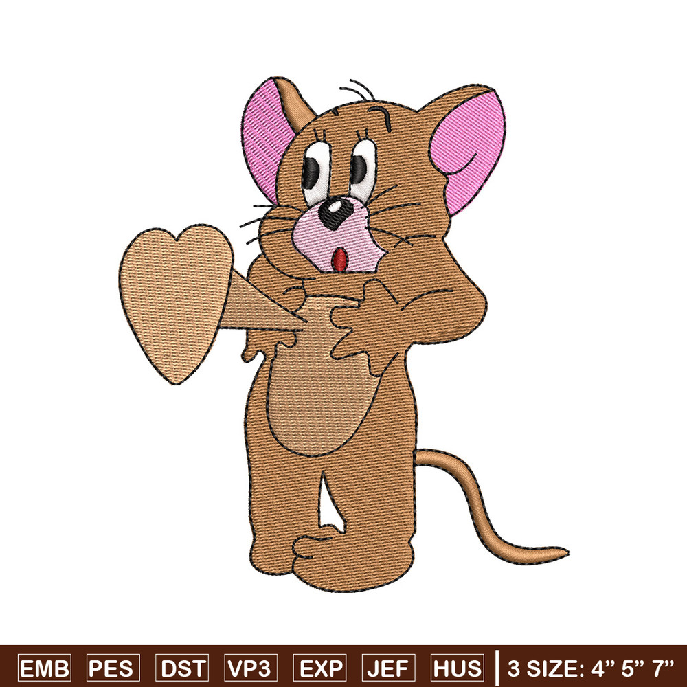Jerry heart embroidery design, Cartoon embroidery, Embroidery file, Embroidery shirt, Emb design, Digital download.jpg