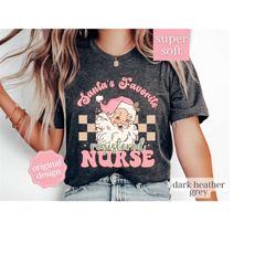 santa's favorite nurse shirt, nurse shirt, nurse life shirt, cute santa tee, christmas shirt, merry christmas shirt, xma