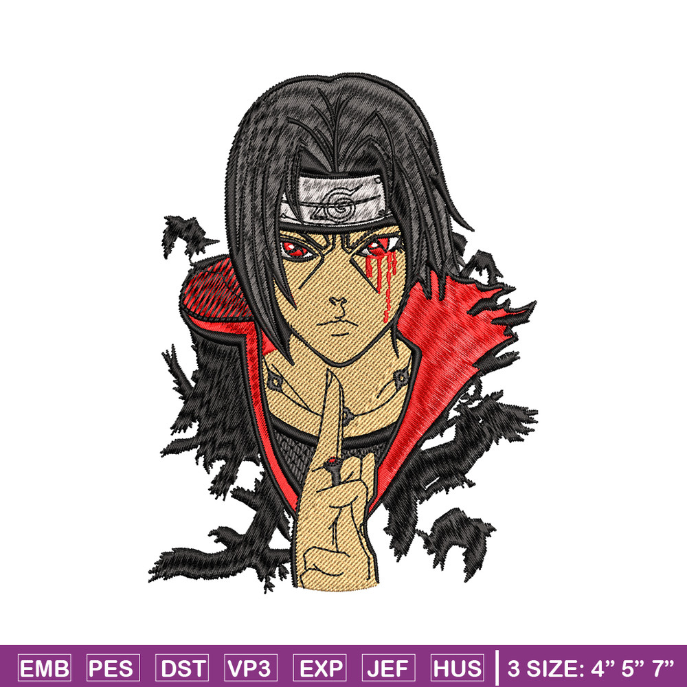Itachi Uchiha crow embroidery design, Naruto embroidery, embroidery file, anime design, anime shirt, Digital download.jpg