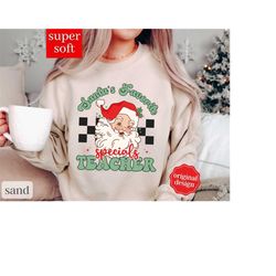 santa's favorite teacher shirt, christmas teacher shirt, christmas gift for teacher, specials squad, specials teacher te