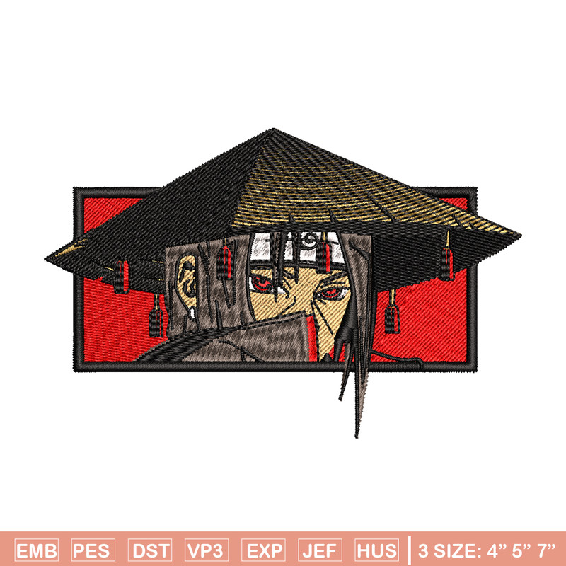 Itachi Rectangle embroidery design, Naruto embroidery, embroidery file, anime design, anime shirt, Digital download.jpg
