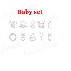 Baby embroidery design. Newborn embroidery design. Cute embroidery. Machine embroidery design. Bow Cloud Pacifier Rattle