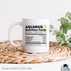 aquarius zodiac nutrition facts coffee mug, horoscope and astrology gift