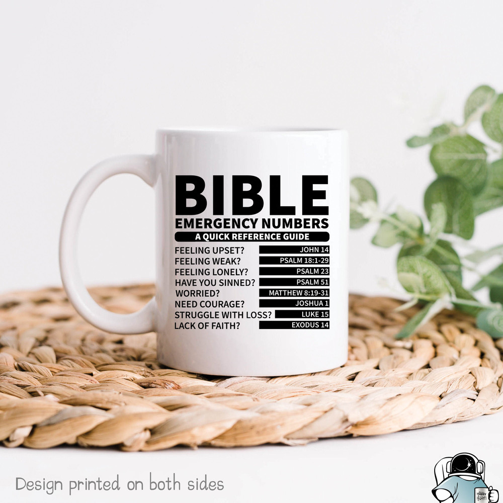Bible Emergency Numbers Coffee Mug • Funny Christian Priest or Catholic Gift - 1.jpg