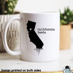california roots coffee mug, state ca map gift