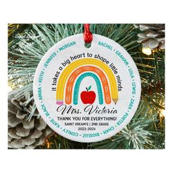 rainbow teacher christmas ornament, 2nd grade teacher ornament, second grade teacher ornament, teacher thank you christm