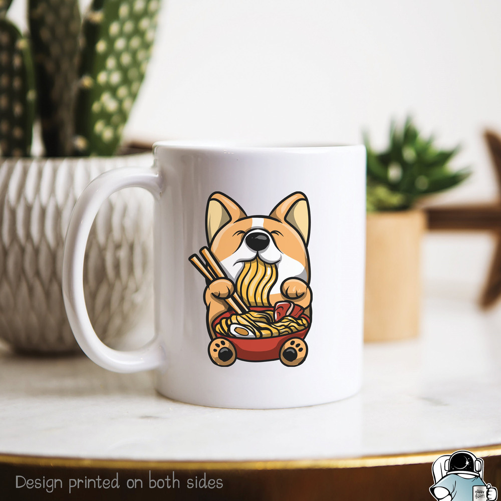 Corgi Ramen Noodles Coffee Mug • Kawaii Pet Dog Owner Japanese Food Gift - 1.jpg