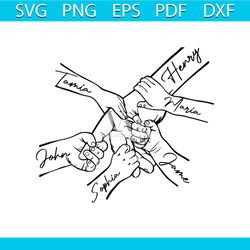 5 hands father and children svg, father's day digital file, custom name hand kid names gift, best dad ever eps, dad kids