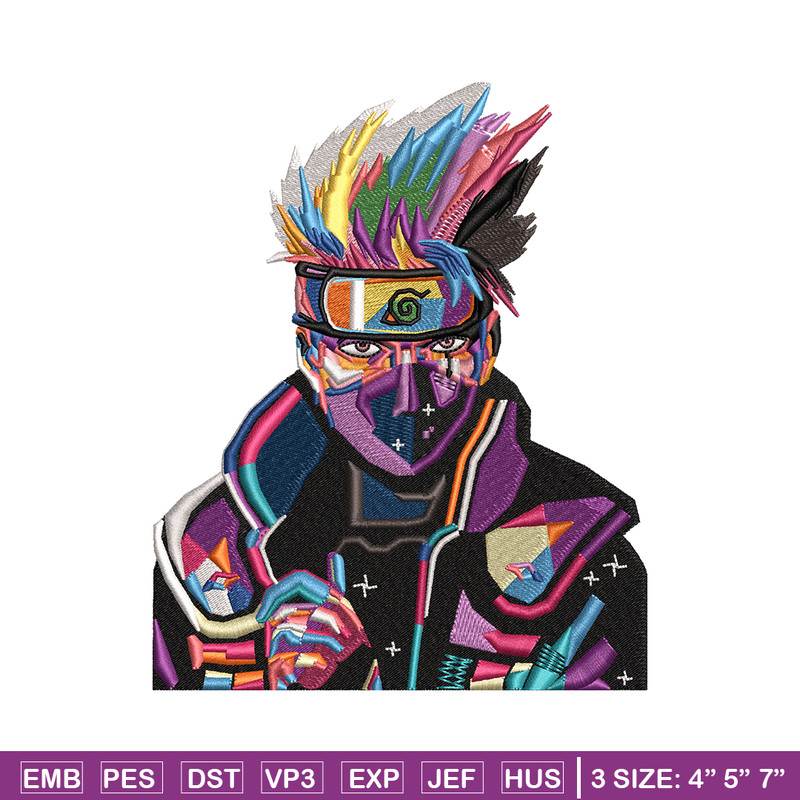 Kakashi color embroidery design, Naruto embroidery, logo design, Embroidery shirt, anime shirt, Instant download.jpg