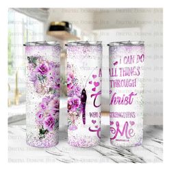 i can do all things through christ tumbler png, religious png sublimation design, bible verse skinny tumbler png, religi