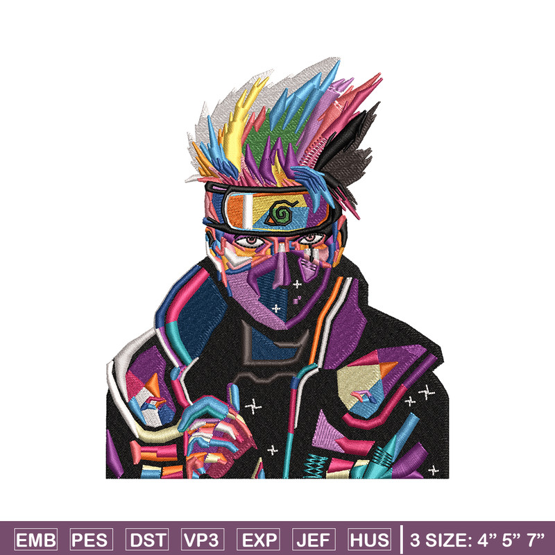 Kakashi color embroidery design, Naruto embroidery, logo design, Embroidery shirt, anime shirt, Instant download.jpg