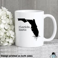 florida roots coffee mug, state map fl gift