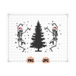 dancing skeleton christmas png, dancing skeleton around the christmas tree png, dancing skeleton png sublimation, christ