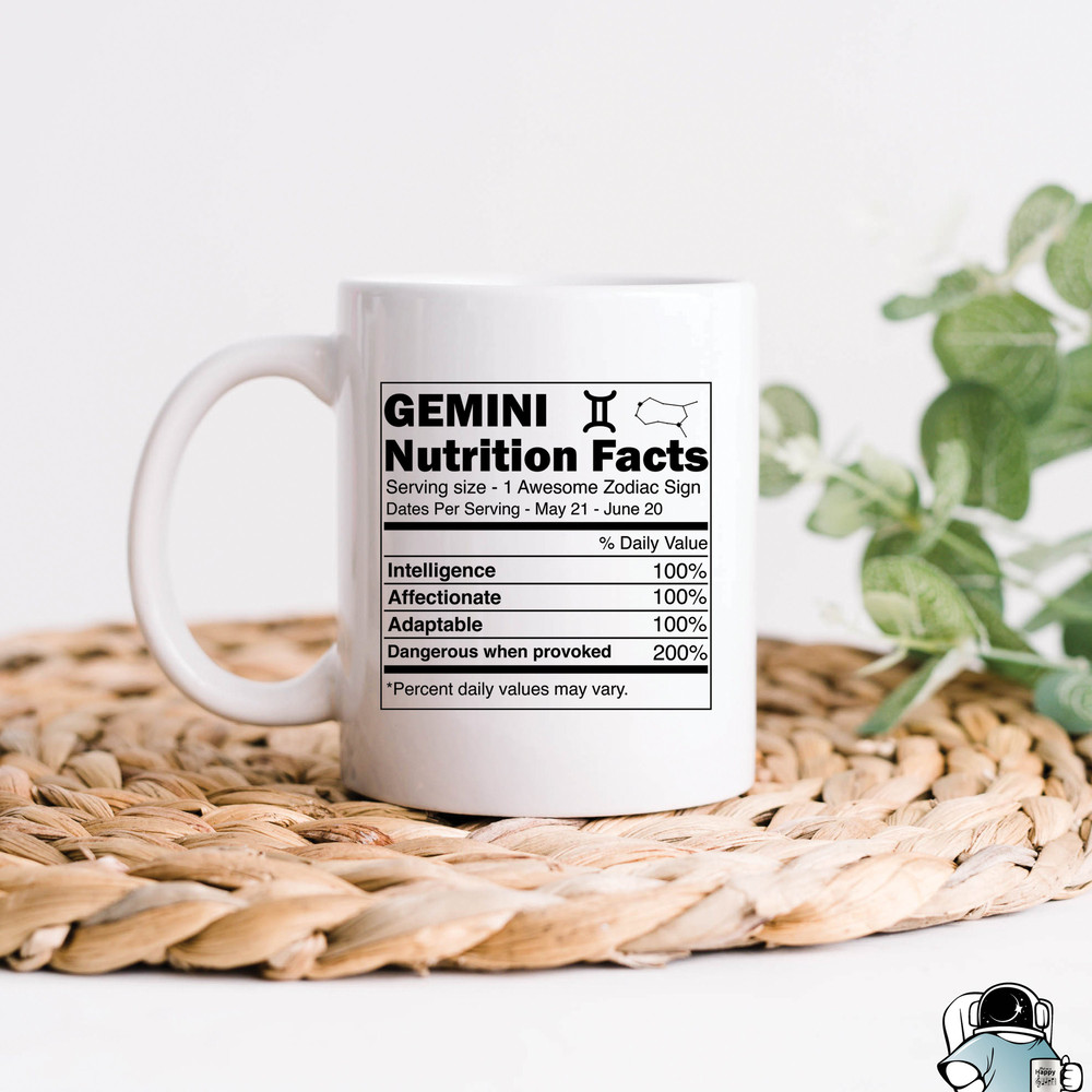 Gemini Nutrition Facts Coffee Mug • Funny Zodiac Astrology Gift - 1.jpg