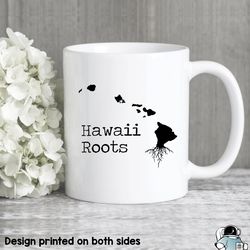 hawaii roots coffee mug, state map hi gift