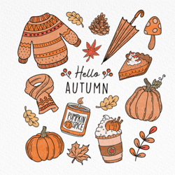 retro fall hello autumn png sublimation
