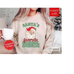 santa's favorite school counselor shirt, custom school counselor christmas shirt, christmas shirt for school counselor g
