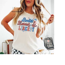 comfort colors sweet land of liberty tank top, oversized 4th of july tank top, july 4th tank top, patriotic tank top, wo