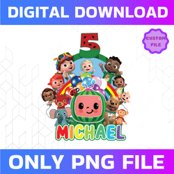 cocomelon personalized name and ages birthday png, cocomelon brithday png,word party family png, watermelon birthday gir