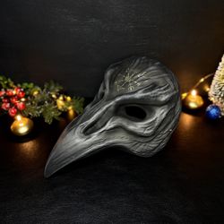 Black Crow mask, Karasu Tengu mask, Japanese Karasu mask, Venetian Carnival Mask, Raven mask, Bird Beak mask