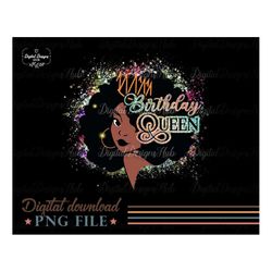 birthday queen christmas png, black woman sublimation design, afro hair, afro girl, african american png, melanin queen