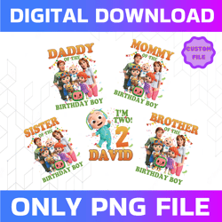 cocomelon personalized name and ages birthday png, cocomelon brithday boy png,cocomelon family birthday png, birthday