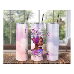 beautiful melanin woman tumbler wrap png sublimation, floral afro girl boss 20oz skinny tumbler png design, daughter of