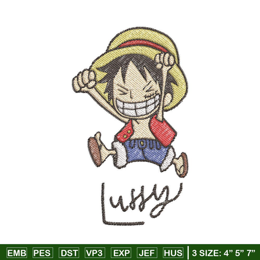 Luffy chibi embroidery design, One piece embroidery, Anime design, Embroidery file, Embroidery shirt, Digital download (3).jpg