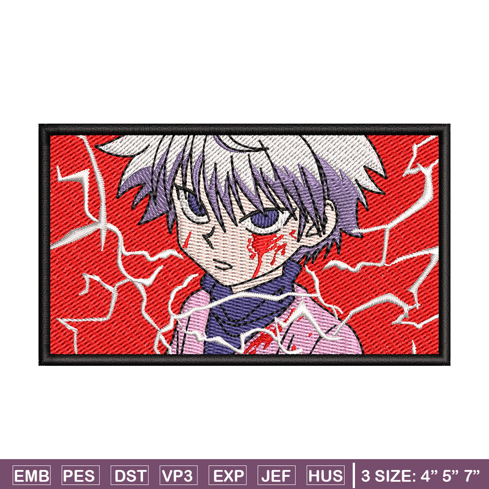 Kilua Rectangle embroidery design, Hunter x hunter embroidery, anime design, embroidery file, anime shirt, Digital download.jpg